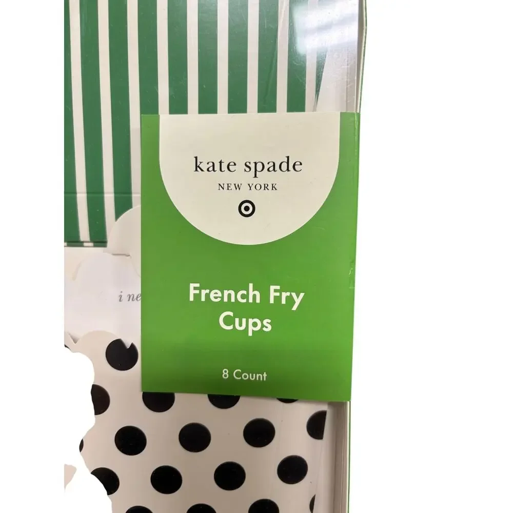 Kate Spade Paper French Fry cups 8/pack black white 4 packs total or 32 cups